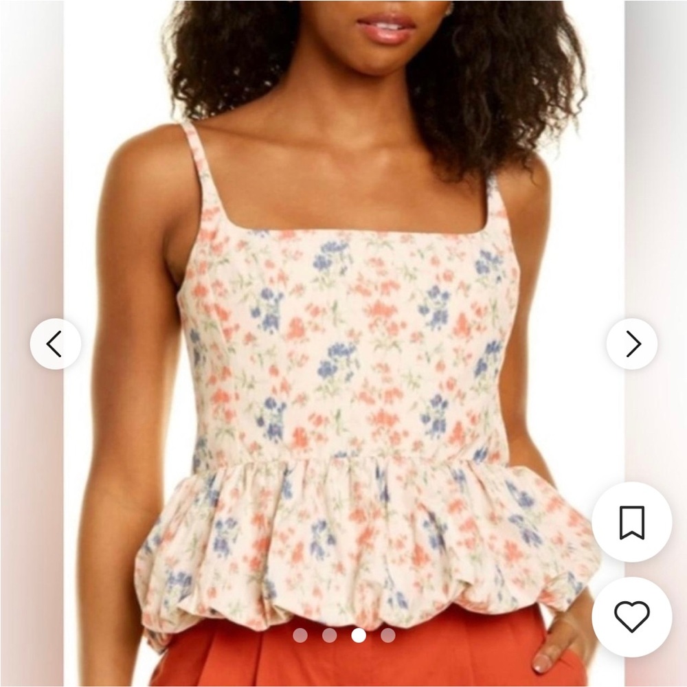 Rebecca Taylor Emma Floral Watercolor Peplum Tank Top Cami Woman’s Size 4